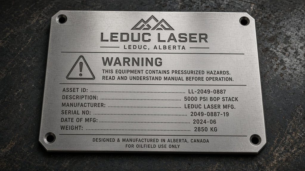 Oilfield safety data plate